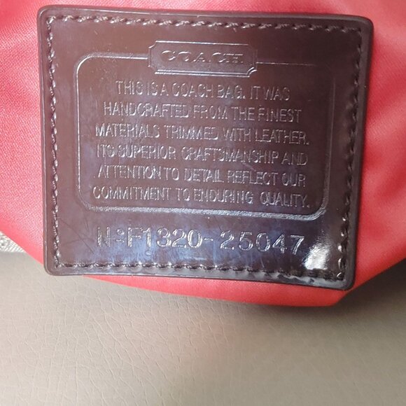 Coach Poppy Signature Handbag Satchel Oxford Khaki Mahogany Patent Leather Trim - Picture 4 of 16